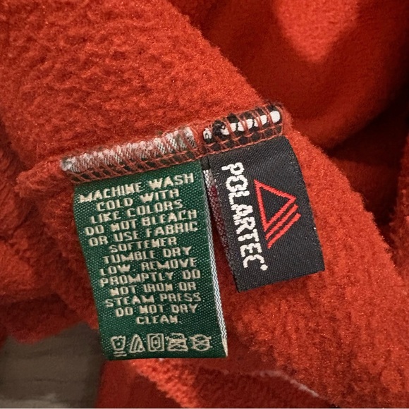 LL Bean Men’s Fleece Quarter Button Up Pullover Orange Sz LT Outdoor Zip Pockets - Picture 12 of 12